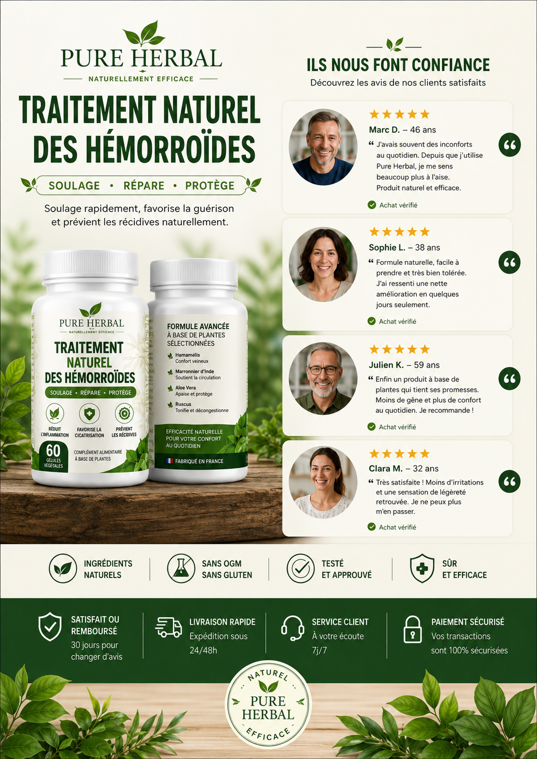 PURE HERBAL : Votre Allié Naturel contre l’Inconfort des Hémorroïdes