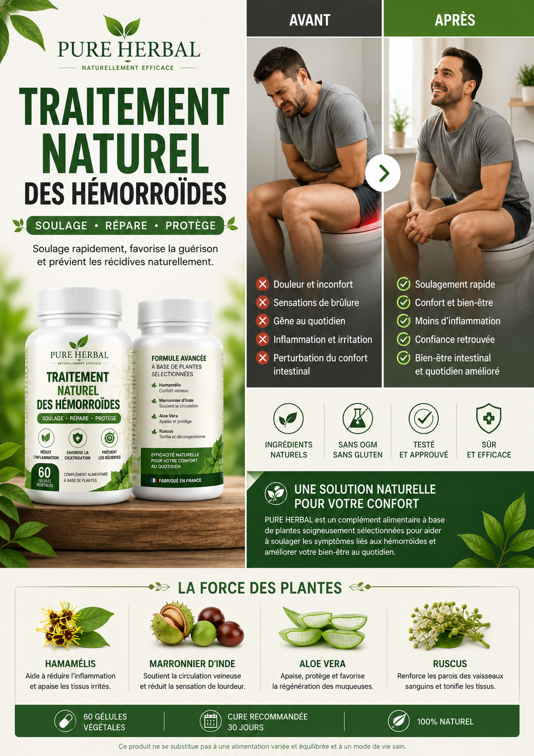 PURE HERBAL : Votre Allié Naturel contre l’Inconfort des Hémorroïdes